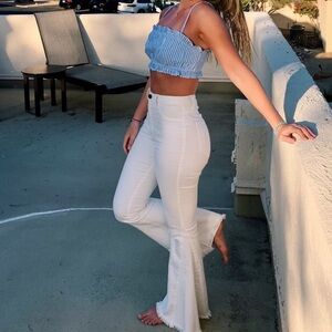 White flare jeans